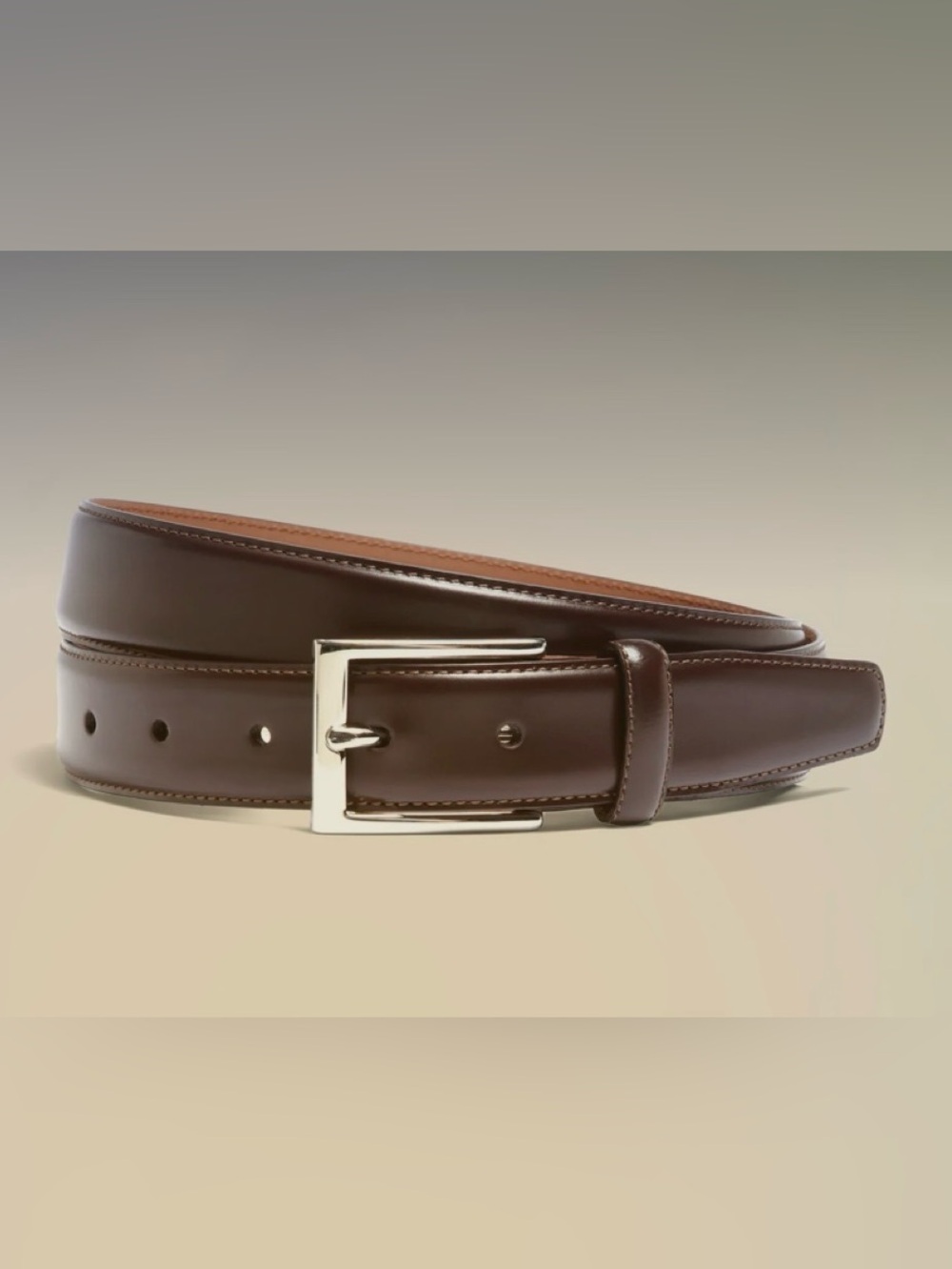 Brooks Brothers Men's Dark Brown Leather Belt with Silver Buckle size 30
